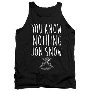 AN OFFCIALLY LICENSED GAME OF THRONES YOU KNOW NOTHING JON SNOW ADULT UNISEX TANK TOP BLACK