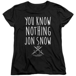 AN OFFCIALLY LICENSED GAME OF THRONES YOU KNOW NOTHING JON SNOW WOMEN'S REGULAR FIT T-SHIRT BLACK