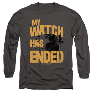 AN OFFCIALLY LICENSED GAME OF THRONES MY WATCH HAS ENDED MEN'S LONG SLEEVE T-SHIRT CHARCOAL