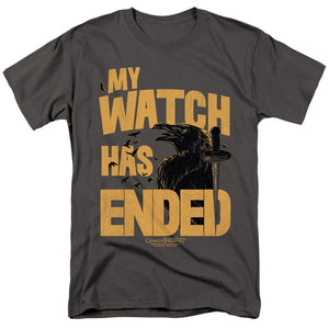 AN OFFCIALLY LICENSED GAME OF THRONES MY WATCH HAS ENDED MEN'S REGULAR FIT T-SHIRT CHARCOAL
