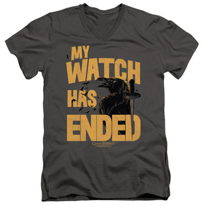 AN OFFCIALLY LICENSED GAME OF THRONES MY WATCH HAS ENDED MEN'S V-NECK T-SHIRT CHARCOAL