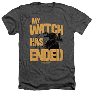 AN OFFCIALLY LICENSED GAME OF THRONES MY WATCH HAS ENDED MEN'S HEATHER T-SHIRT CHARCOAL