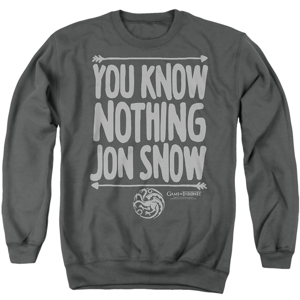 AN OFFCIALLY LICENSED GAME OF THRONES THE YGRITTE SLAYS ADULT UNISEX CREWNECK SWEATSHIRT CHARCOAL