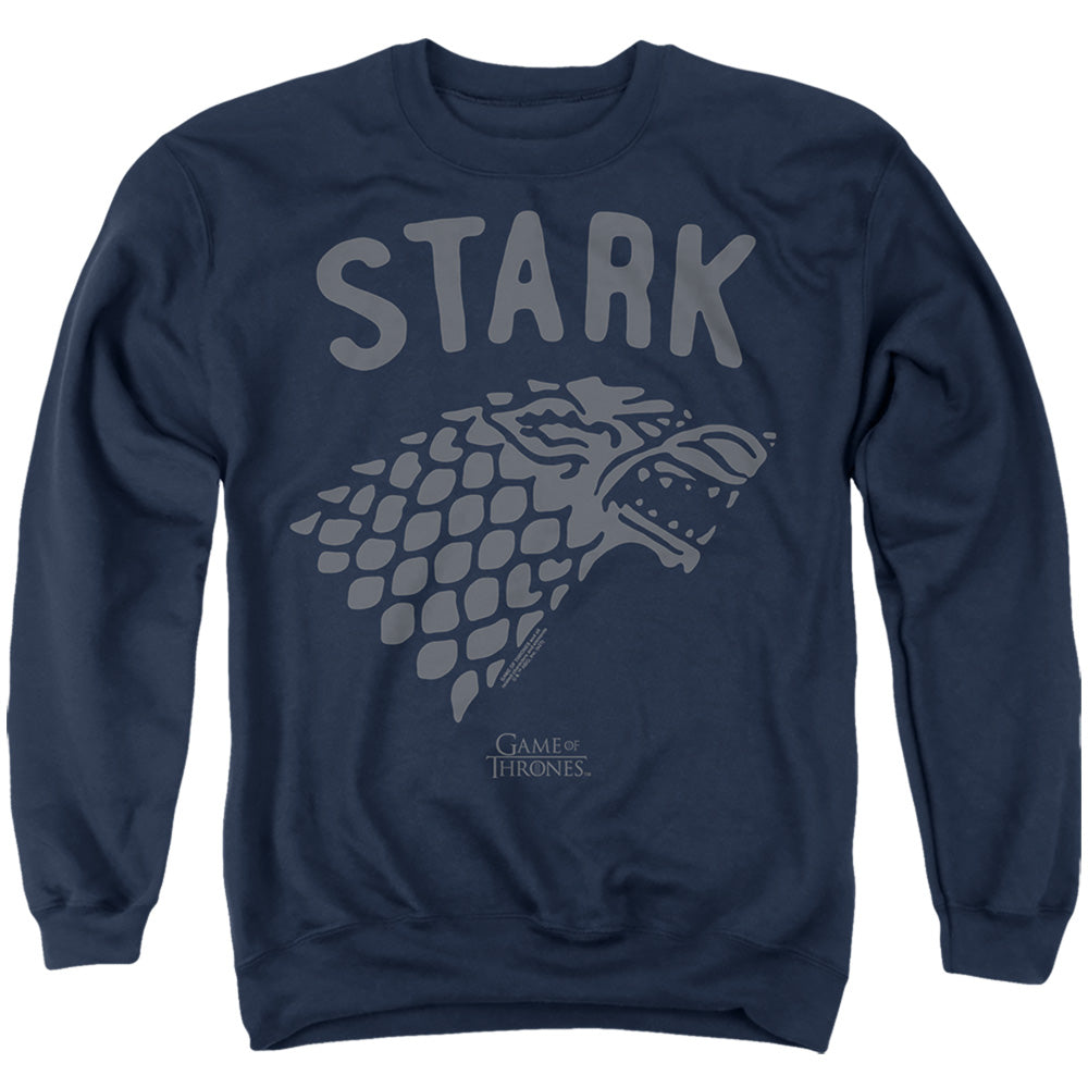 AN OFFCIALLY LICENSED GAME OF THRONES THE WINTER IS COMING ADULT UNISEX CREWNECK SWEATSHIRT NAVY