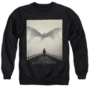 AN OFFCIALLY LICENSED GAME OF THRONES DRAGON 1 ADULT UNISEX CREWNECK SWEATSHIRT BLACK