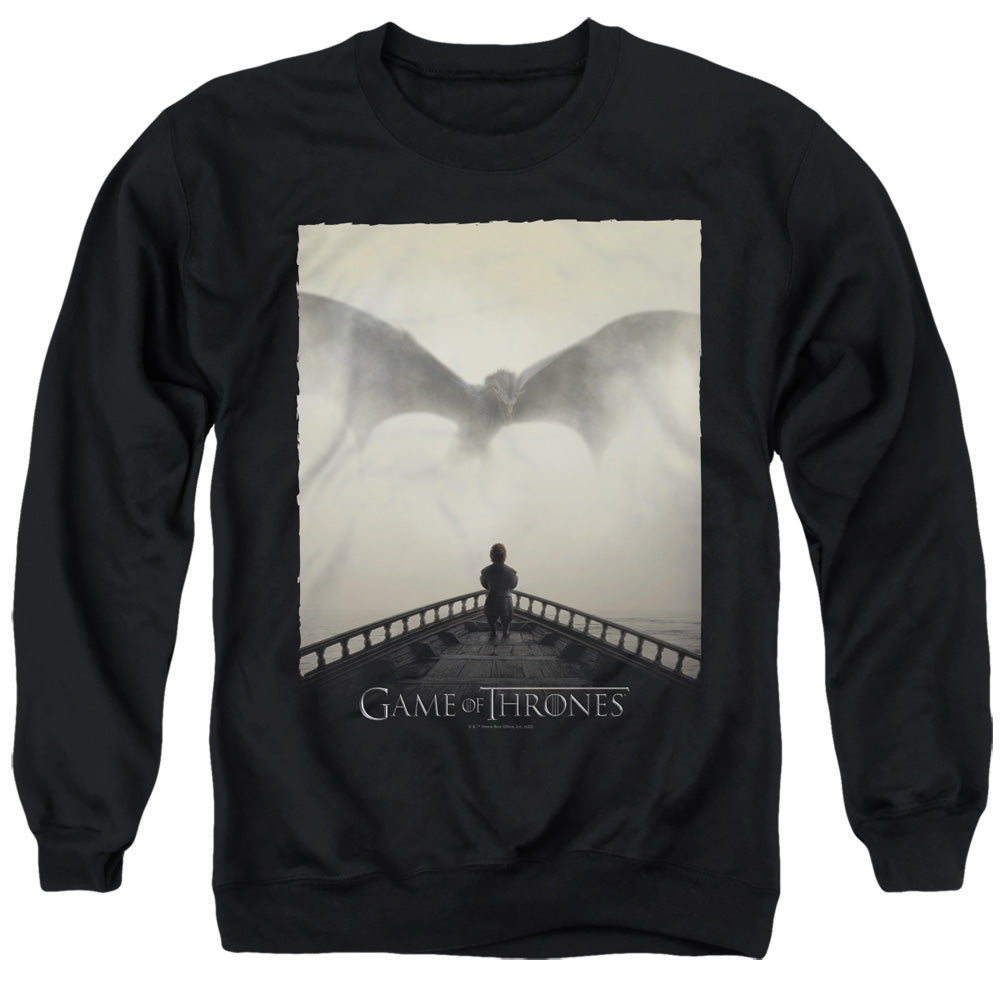 AN OFFCIALLY LICENSED GAME OF THRONES DRAGON 1 ADULT UNISEX CREWNECK SWEATSHIRT BLACK