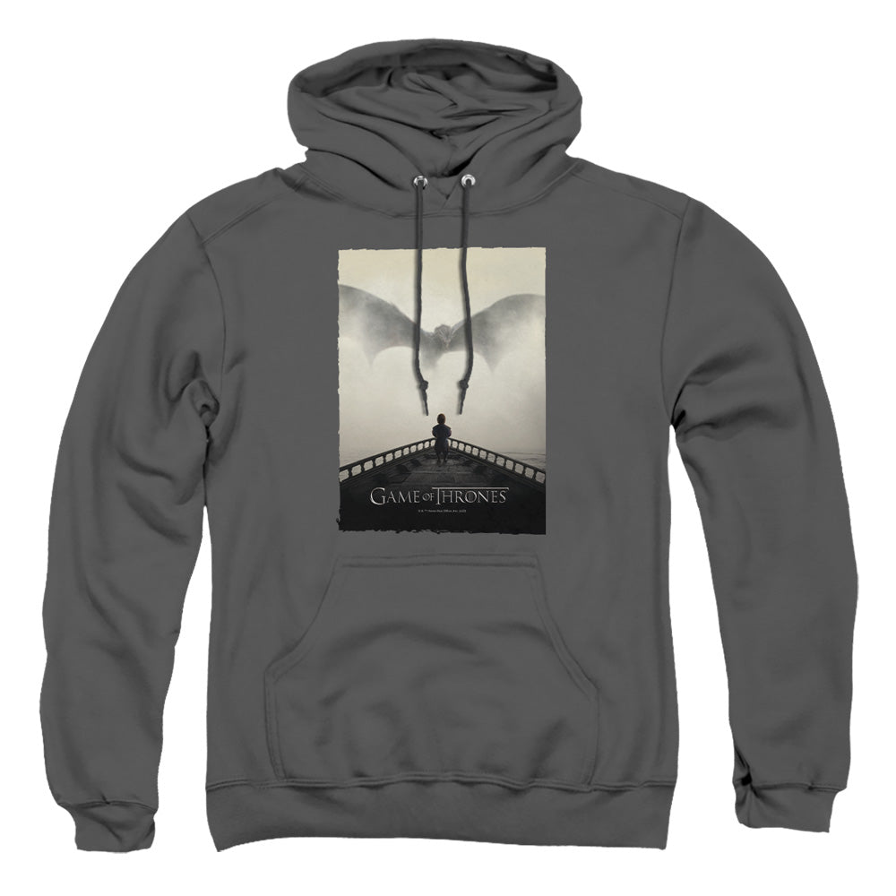 AN OFFCIALLY LICENSED GAME OF THRONES DRAGON 2 ADULT UNISEX PULLOVER HOODIE CHARCOAL