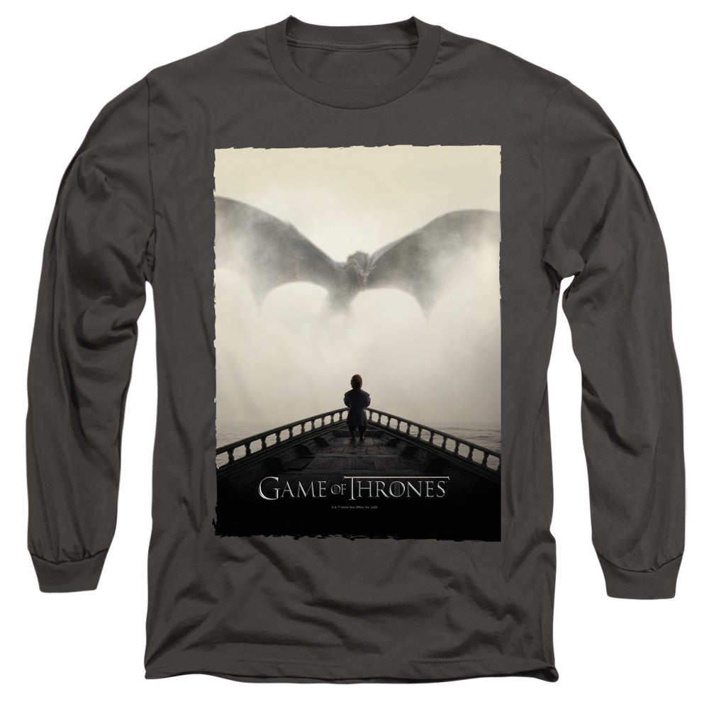 AN OFFCIALLY LICENSED GAME OF THRONES DRAGON 2 MEN'S LONG SLEEVE T-SHIRT CHARCOAL