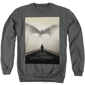 AN OFFCIALLY LICENSED GAME OF THRONES DRAGON 2 ADULT UNISEX CREWNECK SWEATSHIRT CHARCOAL