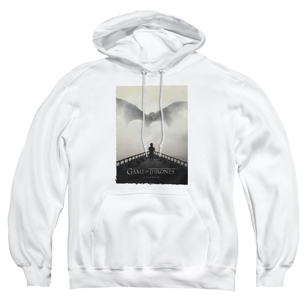 AN OFFCIALLY LICENSED GAME OF THRONES DRAGON 3 ADULT UNISEX PULLOVER HOODIE WHITE