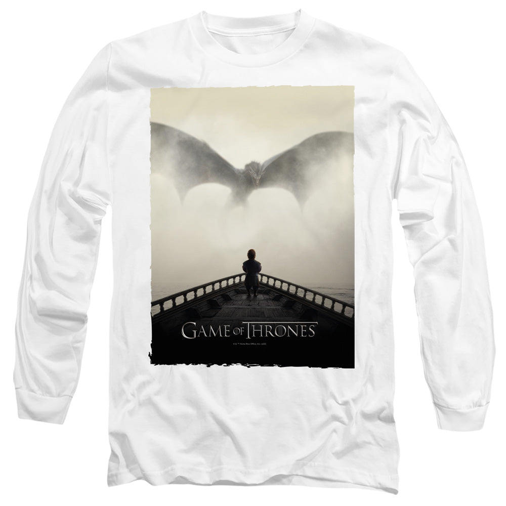 AN OFFCIALLY LICENSED GAME OF THRONES DRAGON 3 MEN'S LONG SLEEVE T-SHIRT WHITE