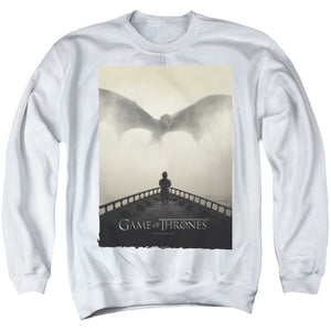 AN OFFCIALLY LICENSED GAME OF THRONES DRAGON 3 ADULT UNISEX CREWNECK SWEATSHIRT WHITE