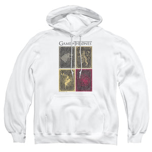 AN OFFCIALLY LICENSED GAME OF THRONES HOUSE SQUARES ADULT UNISEX PULLOVER HOODIE WHITE