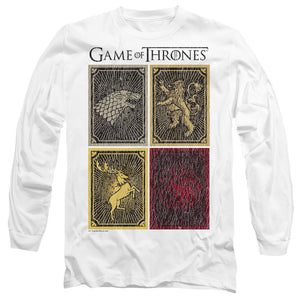 AN OFFCIALLY LICENSED GAME OF THRONES HOUSE SQUARES MEN'S LONG SLEEVE T-SHIRT WHITE