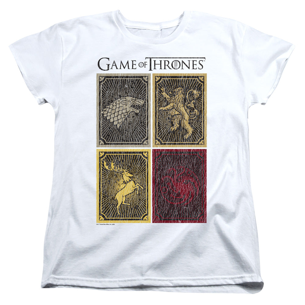 AN OFFCIALLY LICENSED GAME OF THRONES HOUSE SQUARES WOMEN'S REGULAR FIT T-SHIRT WHITE