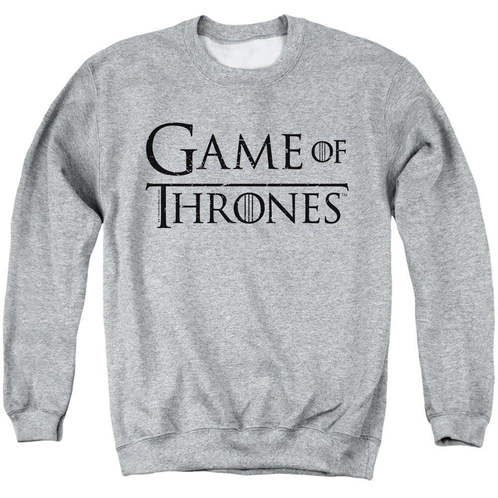 AN OFFCIALLY LICENSED GAME OF THRONES LOGO 1 ADULT UNISEX CREWNECK SWEATSHIRT ATHLETIC HEATHER