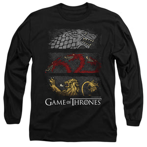 AN OFFCIALLY LICENSED GAME OF THRONES SIGIL BANNERS MEN'S LONG SLEEVE T-SHIRT BLACK