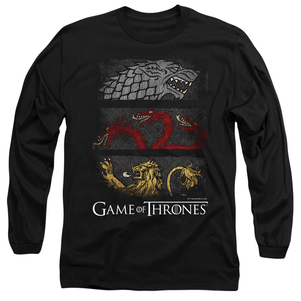 AN OFFCIALLY LICENSED GAME OF THRONES SIGIL BANNERS MEN'S LONG SLEEVE T-SHIRT BLACK