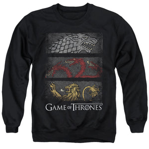 AN OFFCIALLY LICENSED GAME OF THRONES SIGIL BANNERS ADULT UNISEX CREWNECK SWEATSHIRT BLACK