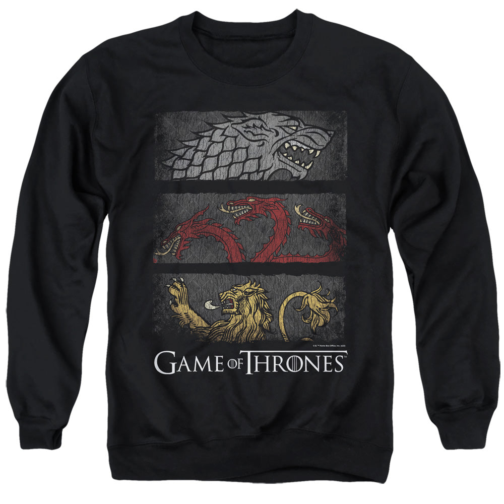 AN OFFCIALLY LICENSED GAME OF THRONES SIGIL BANNERS ADULT UNISEX CREWNECK SWEATSHIRT BLACK