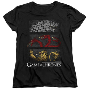 AN OFFCIALLY LICENSED GAME OF THRONES SIGIL BANNERS WOMEN'S REGULAR FIT T-SHIRT BLACK