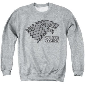 AN OFFCIALLY LICENSED GAME OF THRONES STARTK WINTER IS COMING ON GRAY ADULT UNISEX CREWNECK SWEATSHIRT ATHLETIC HEATHER