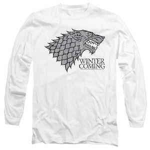 AN OFFCIALLY LICENSED GAME OF THRONES STARTK WINTER IS COMING ON WHITE MEN'S LONG SLEEVE T-SHIRT WHITE