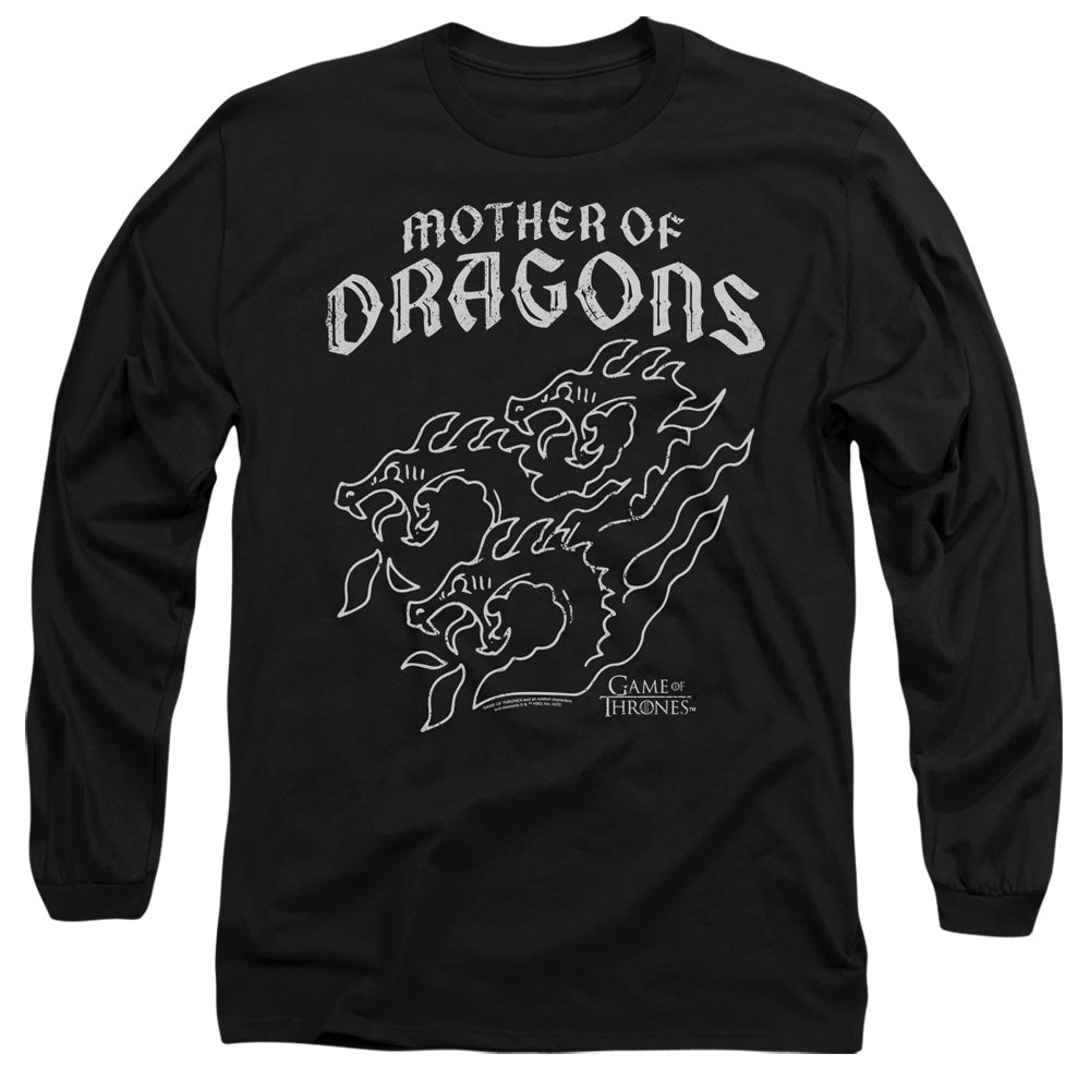 AN OFFCIALLY LICENSED GAME OF THRONES MOTHER OF DRAGONS MEN'S LONG SLEEVE T-SHIRT BLACK