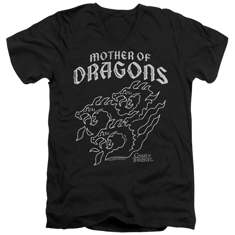 AN OFFCIALLY LICENSED GAME OF THRONES MOTHER OF DRAGONS MEN'S V-NECK T-SHIRT BLACK