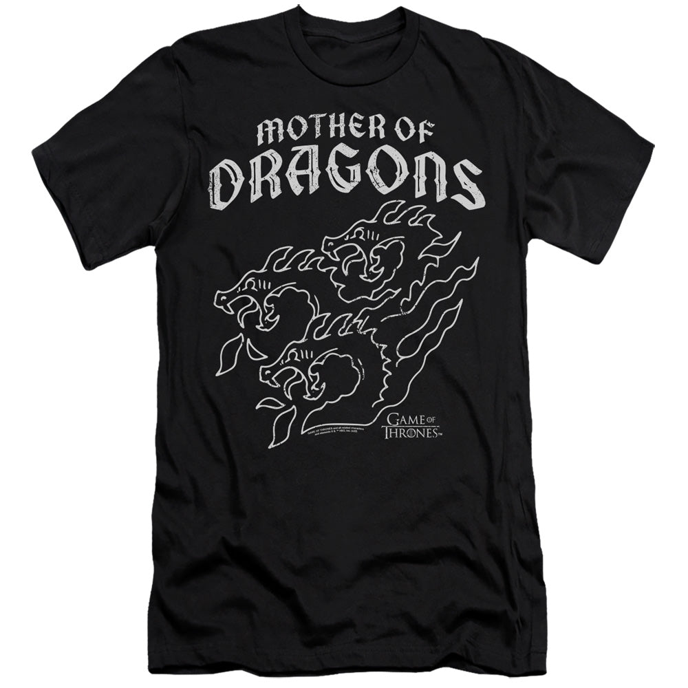 AN OFFCIALLY LICENSED GAME OF THRONES MOTHER OF DRAGONS MEN'S PREMIUM SLIM FIT T-SHIRT BLACK