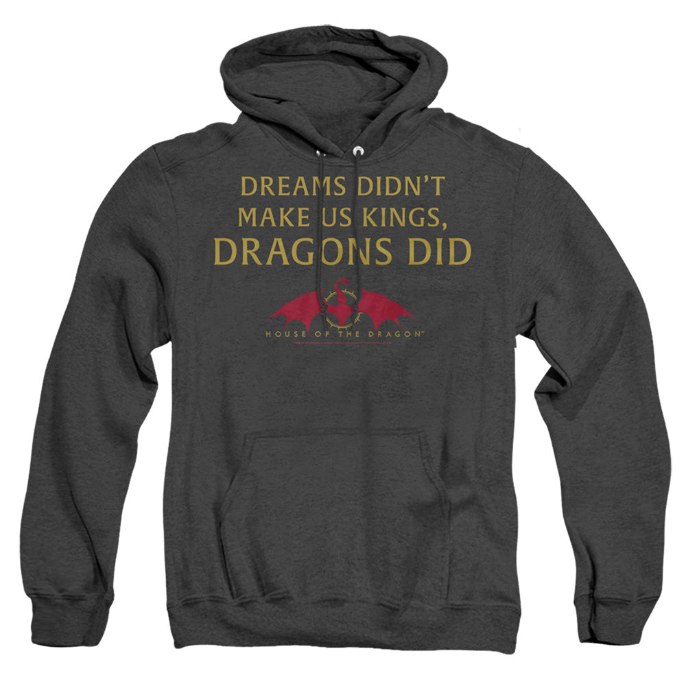 AN OFFCIALLY LICENSED HOUSE OF THE DRAGON NOT DREAMS ADULT UNISEX HEATHER PULLOVER HOODIE BLACK