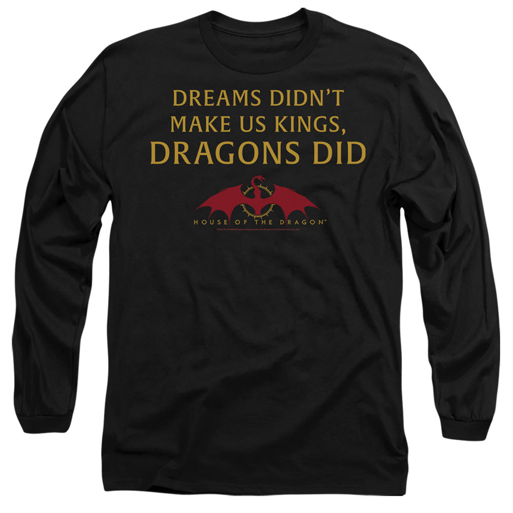 AN OFFCIALLY LICENSED HOUSE OF THE DRAGON NOT DREAMS MEN'S LONG SLEEVE T-SHIRT BLACK