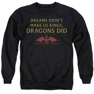 AN OFFCIALLY LICENSED HOUSE OF THE DRAGON NOT DREAMS ADULT UNISEX CREWNECK SWEATSHIRT BLACK