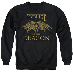 AN OFFCIALLY LICENSED HOUSE OF THE DRAGON DRAGON WINGS ADULT UNISEX CREWNECK SWEATSHIRT BLACK