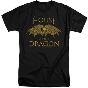 AN OFFCIALLY LICENSED HOUSE OF THE DRAGON DRAGON WINGS MEN'S TALL FIT T-SHIRT BLACK