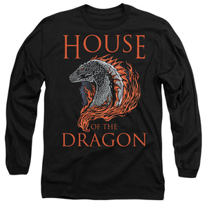 AN OFFCIALLY LICENSED HOUSE OF THE DRAGON HOD DRAGON ILLUSTRATION MEN'S LONG SLEEVE T-SHIRT BLACK