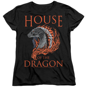 AN OFFCIALLY LICENSED HOUSE OF THE DRAGON HOD DRAGON ILLUSTRATION WOMEN'S REGULAR FIT T-SHIRT BLACK