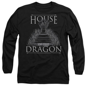 AN OFFCIALLY LICENSED HOUSE OF THE DRAGON SWORD THRONE MEN'S LONG SLEEVE T-SHIRT BLACK