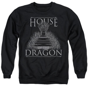 AN OFFCIALLY LICENSED HOUSE OF THE DRAGON SWORD THRONE ADULT UNISEX CREWNECK SWEATSHIRT BLACK