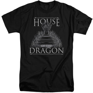 AN OFFCIALLY LICENSED HOUSE OF THE DRAGON SWORD THRONE MEN'S TALL FIT T-SHIRT BLACK