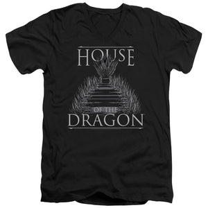 AN OFFCIALLY LICENSED HOUSE OF THE DRAGON SWORD THRONE MEN'S V-NECK T-SHIRT BLACK