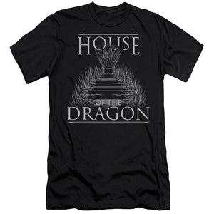 AN OFFCIALLY LICENSED HOUSE OF THE DRAGON SWORD THRONE MEN'S PREMIUM SLIM FIT T-SHIRT BLACK