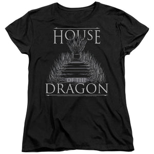 AN OFFCIALLY LICENSED HOUSE OF THE DRAGON SWORD THRONE WOMEN'S REGULAR FIT T-SHIRT BLACK
