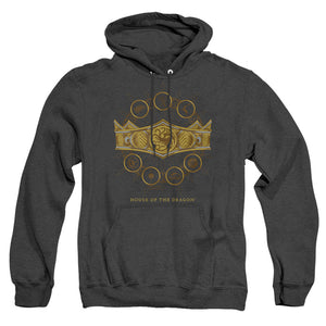 AN OFFCIALLY LICENSED HOUSE OF THE DRAGON CROWN ADULT UNISEX HEATHER PULLOVER HOODIE BLACK