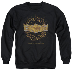 AN OFFCIALLY LICENSED HOUSE OF THE DRAGON CROWN ADULT UNISEX CREWNECK SWEATSHIRT BLACK