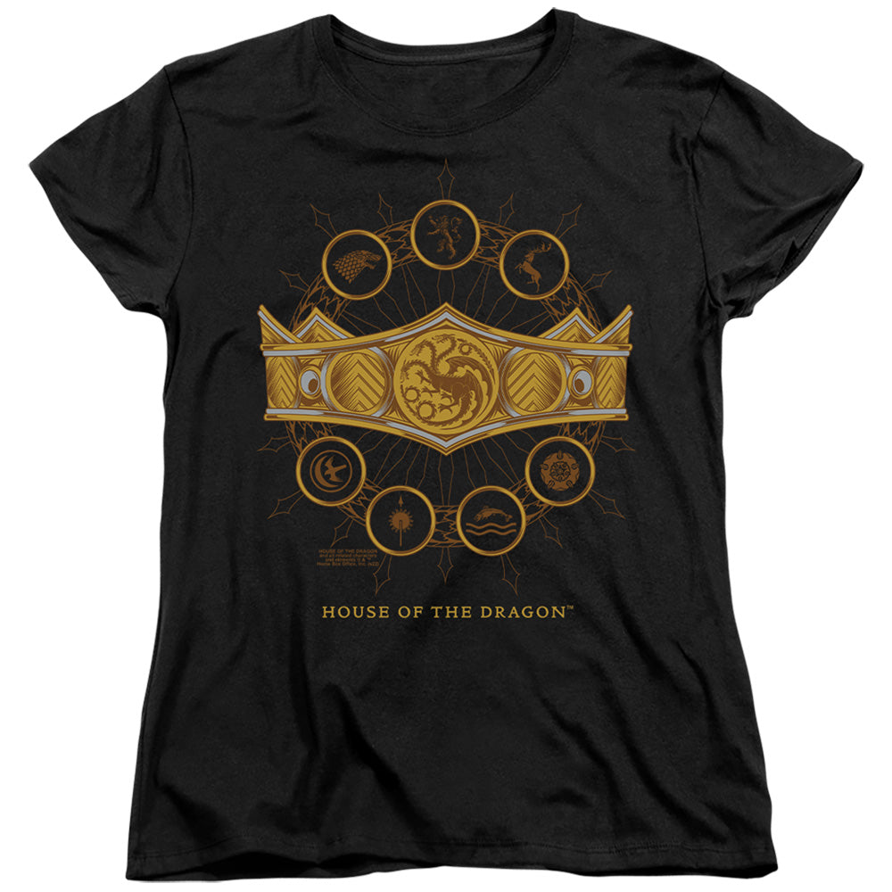 AN OFFCIALLY LICENSED HOUSE OF THE DRAGON CROWN WOMEN'S REGULAR FIT T-SHIRT BLACK