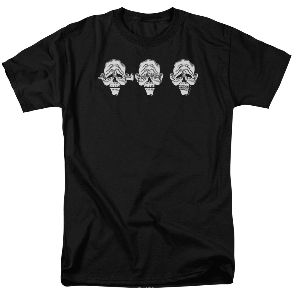 AN OFFCIALLY LICENSED HEAR NO HEADS HEAR NO HEADS MEN'S REGULAR FIT T-SHIRT BLACK