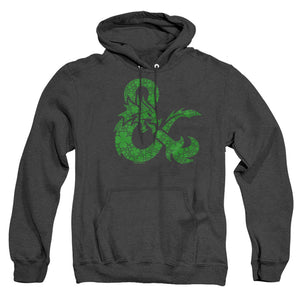 AN OFFCIALLY LICENSED DUNGEONS AND DRAGONS ST. PATRICK'S DAY SHAMROCK LOGO ADULT UNISEX HEATHER PULLOVER HOODIE BLACK