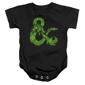 AN OFFCIALLY LICENSED DUNGEONS AND DRAGONS ST. PATRICK'S DAY SHAMROCK LOGO BABY BODYSUIT BLACK