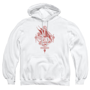 AN OFFCIALLY LICENSED DUNGEONS AND DRAGONS YEAR OF THE DRAGON RED LANTERN ADULT UNISEX PULLOVER HOODIE WHITE